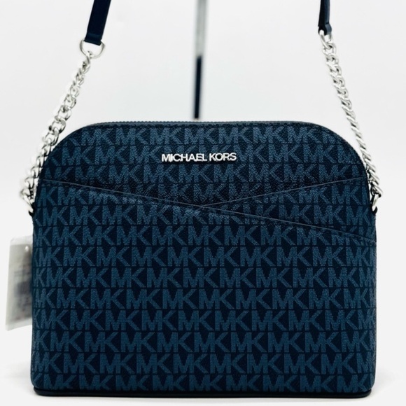 Michael Kors Medium Dome Jet Set Travel Xbody Bag Admiral Navy Blue - Picture 1 of 11